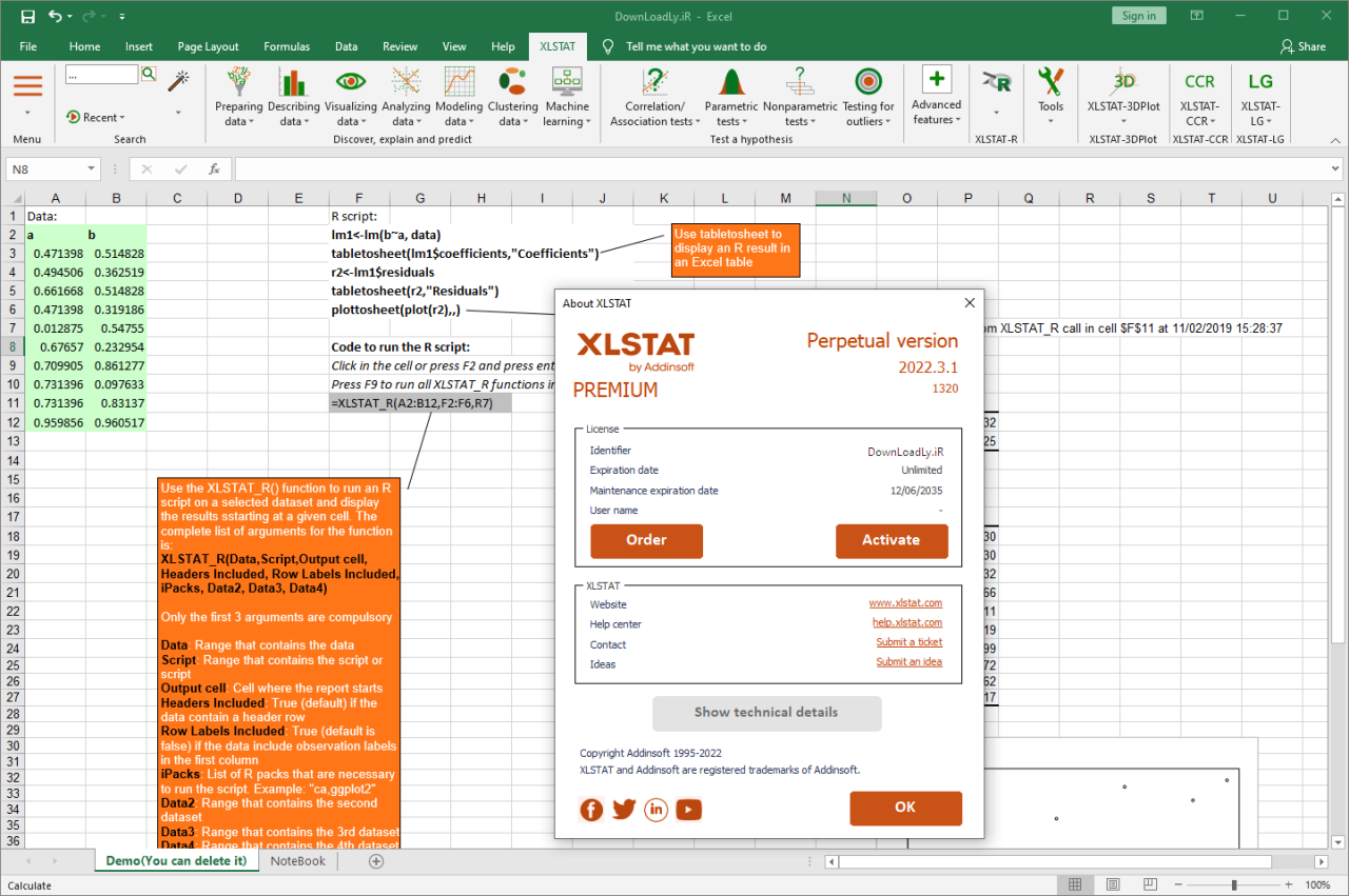 Xlstat screenshots